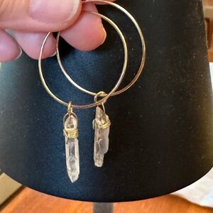 Raw crystal drop hoop earrings